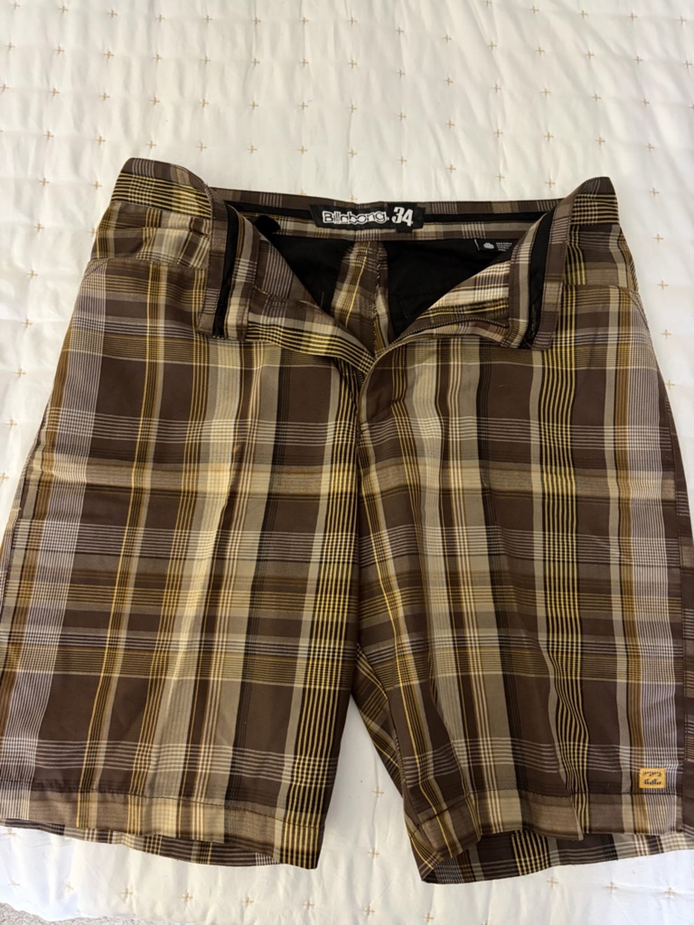 Billabong Brown Yellow Plaid Men's Shorts